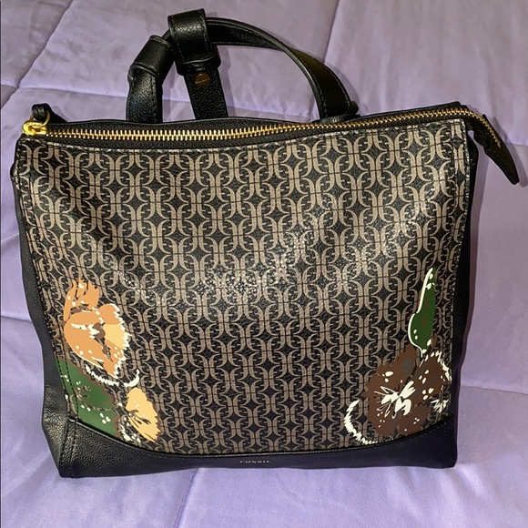 NWOT Fossil Black and Brown Women's Bag - Picture 2 of 11